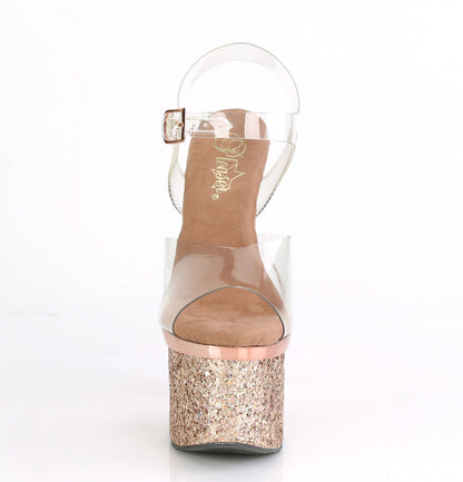 esteem 708chlg pleaser clear rose gold chrome multi glitter platforms exotic dancing