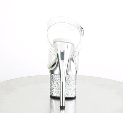 ESTEEM-708CHLG Pleaser Silver Chrome 7 Inch Pole Dance Platform Shoes