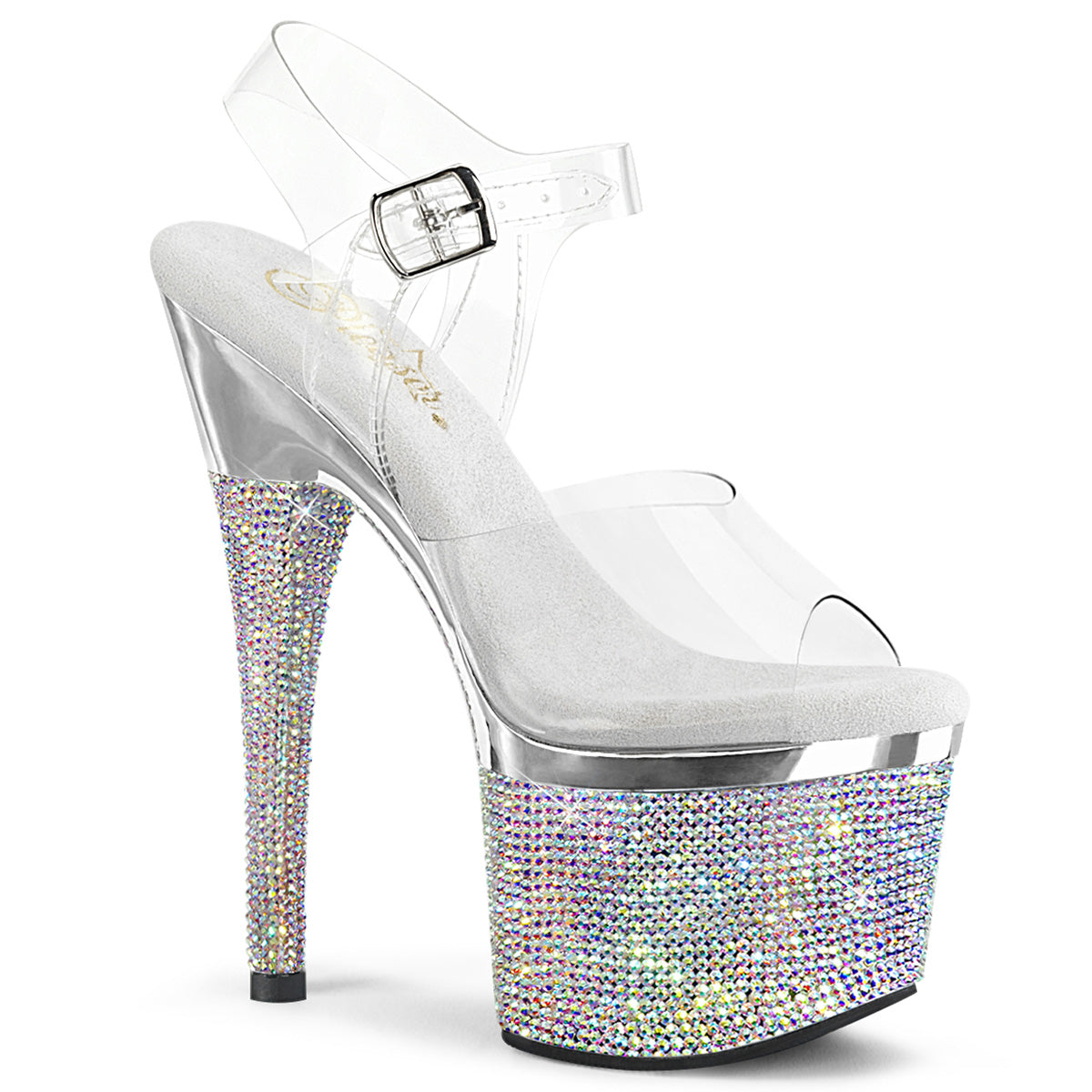 ESTEEM-708DM Pleaser Silver Chrome 7 Inch Glamour Models Platform Shoes Clr Slv Chrome-Slv AB RS
