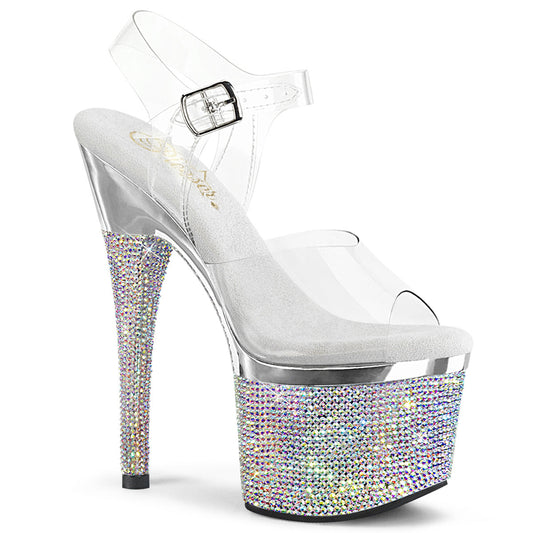 ESTEEM-708DM Pleaser Silver Chrome 7 Inch Glamour Models Platform Shoes Clr Slv Chrome-Slv AB RS