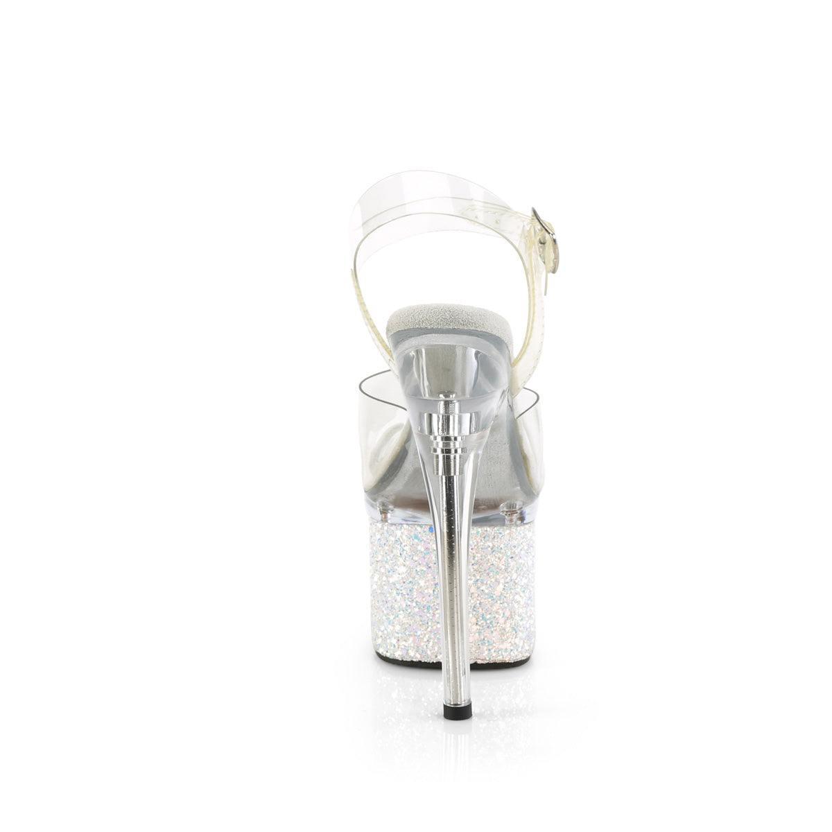 ESTEEM-708LG Pleaser White Multi Glitter 7 Inch Lap Dance Platform Shoes