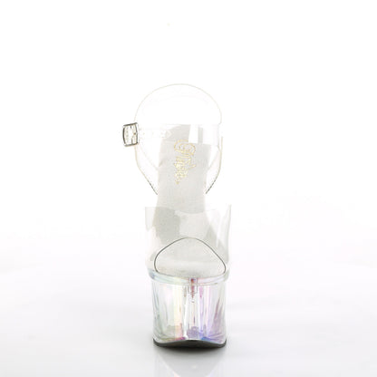 ESTEEM-708RBP Pleaser 7 Inch Clear Hologram Platforms Pole Dance Shoes