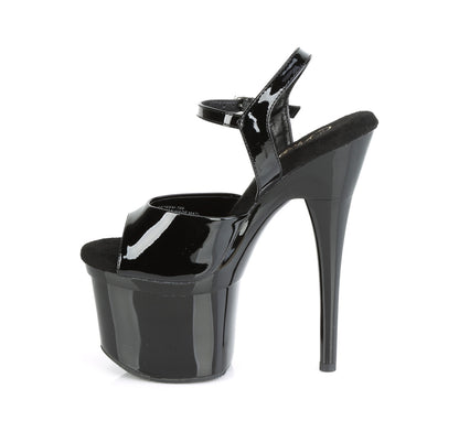 Pleaser ESTEEM-709 Black Platform Sandals - 7 Inch Heels