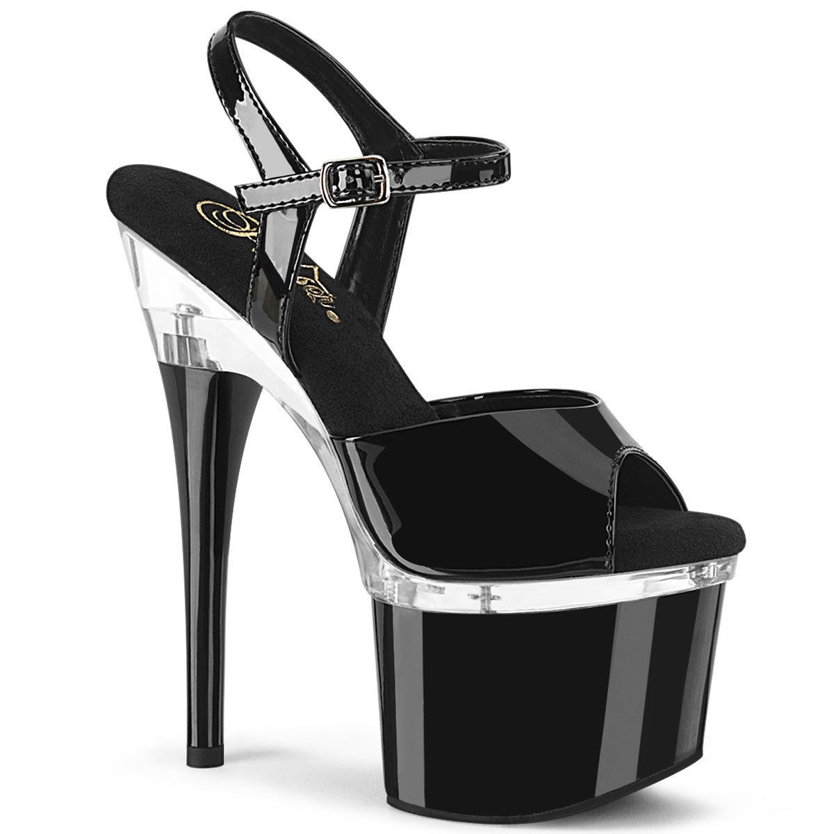 ESTEEM-709 Pleaser Black 7 Inch Exotic Dancing Platform Shoes Black Patent Clear-Black