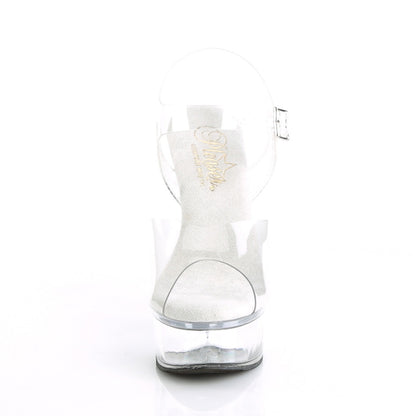 Pleaser EXCITE-608 Clear Platform Sandals - 6 Inch Heels
