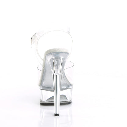 Pleaser EXCITE-608 Clear Platform Sandals - 6 Inch Heels
