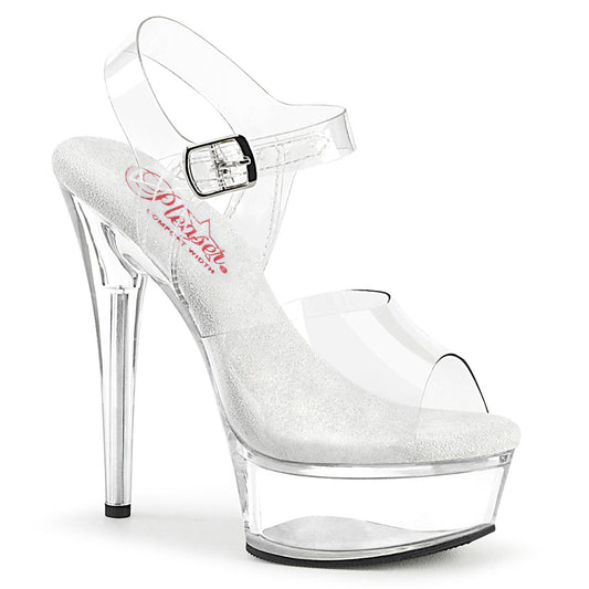 EXCITE-608 Pleaser Clear 6 Inch Strippers Platform Shoes Clear Clear
