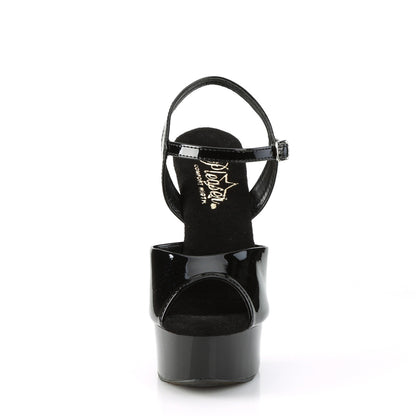Pleaser EXCITE-609 Black Platform Sandals - 6 Inch Heels