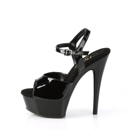 Pleaser EXCITE-609 Black Platform Sandals - 6 Inch Heels