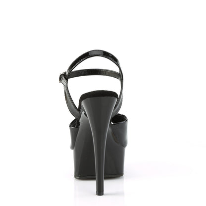 Pleaser EXCITE-609 Black Platform Sandals - 6 Inch Heels