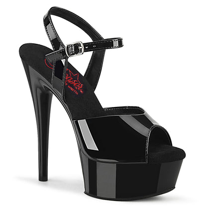 Pleaser EXCITE-609 Black Platform Sandals - 6 Inch Heels