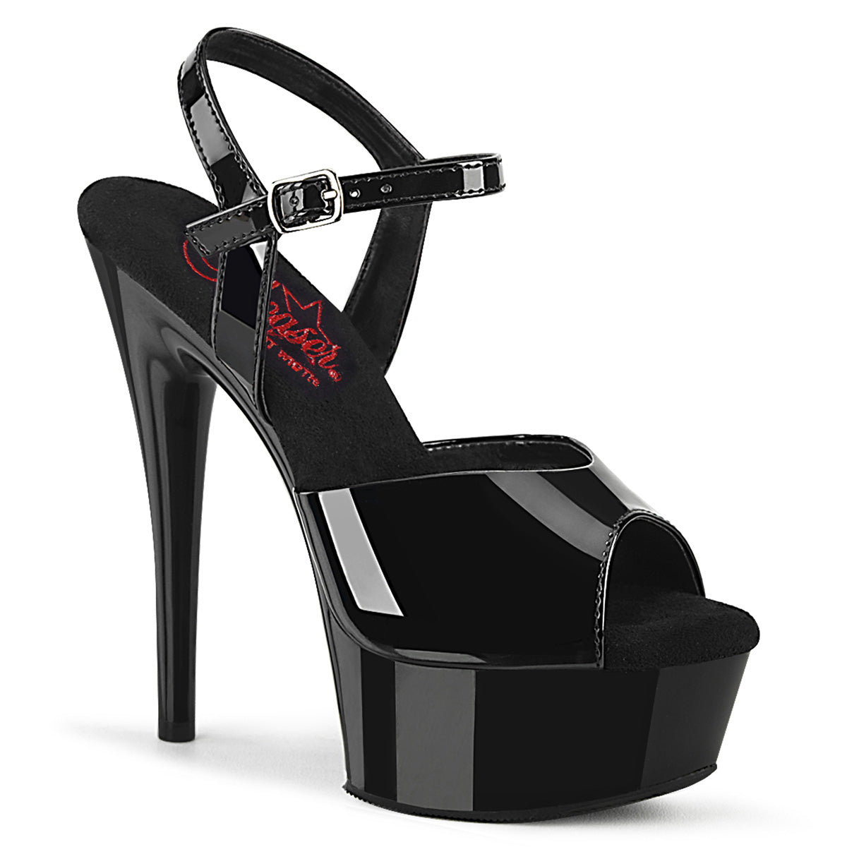 EXCITE-609 Pleaser Black 6 Inch Strippers Platform Shoes Black Pat Black