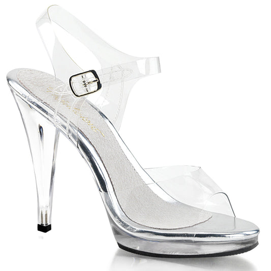 FLAIR-408 Fabulicious 4.5 Inch Heel Clear Ankle Strap Sexy Shoes