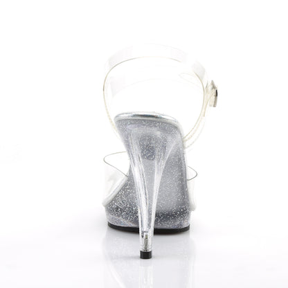 Fabulicious FLAIR-408MG Clear Glitter Platform Sandals - 4 1/2 Inch Heels