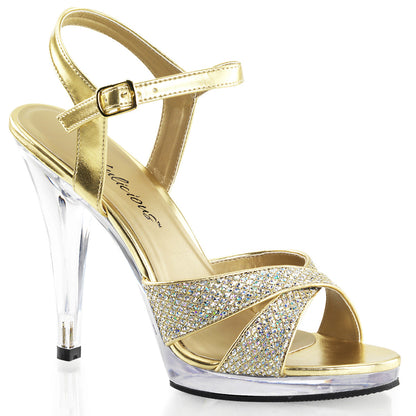 FLAIR-419(G) Fabulicious Gold 4.5 Inch Fetish Shoes Gold Multi Glitter Clear