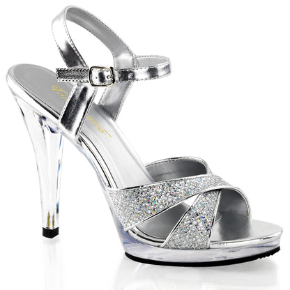 FLAIR-419(G) Fabulicious Silver Glitter 4.5 Inch Fetish Shoes Silver Multi Glitter Clear