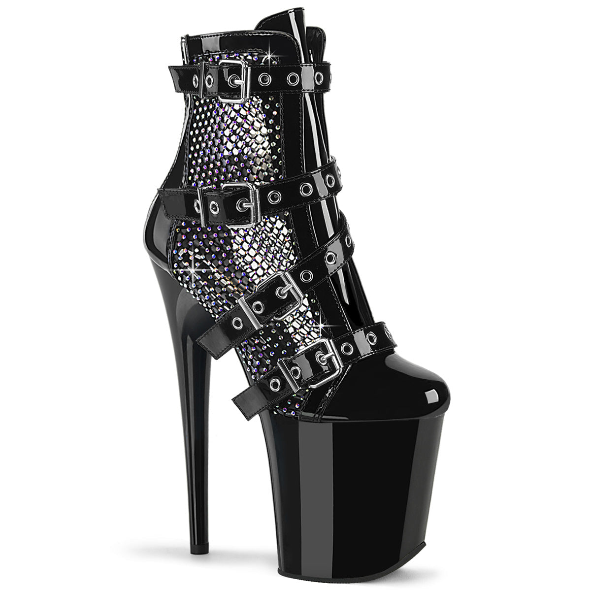 FLAMINGO-1013RM Pleaser Black 8 Inch Pole Dancer Ankle Boots