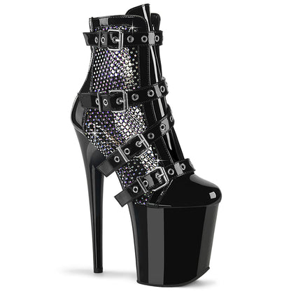 FLAMINGO-1013RM Pleaser Black 8 Inch Pole Dancer Ankle Boots