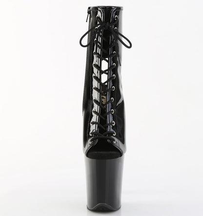 FLAMINGO-1016 Pleaser Black 8 Inch Pole Dancing Ankle Boots