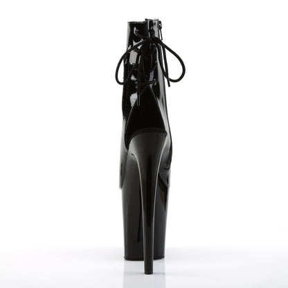 Pleaser FLAMINGO-1018 Black Lace-Up Open Toe Platform Ankle Boots - 8 Inch Heels