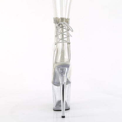 FLAMINGO-1018C-2RS Pleaser Clear 8 Inch Strippers Ankle Boots
