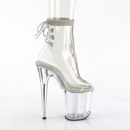 FLAMINGO-1018C-2RS Pleaser Clear 8 Inch Strippers Ankle Boots