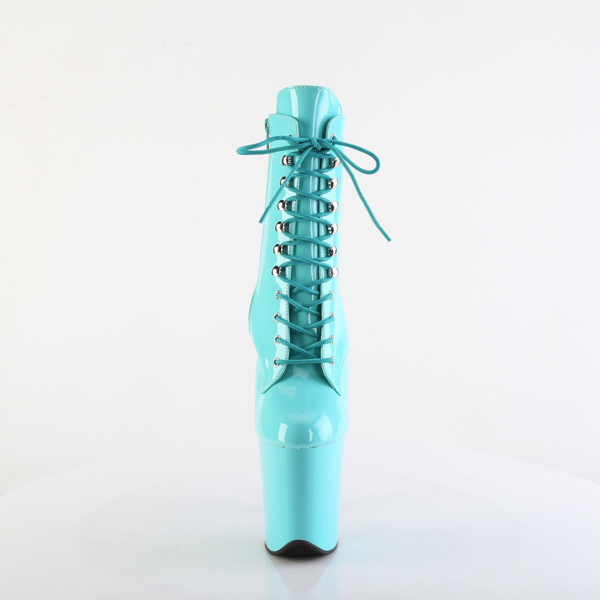FLAMINGO-1020 Pleaser Aqua Patent 8 Inch Glamour Models Ankle Boots