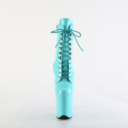 FLAMINGO-1020 Pleaser Aqua Patent 8 Inch Glamour Models Ankle Boots