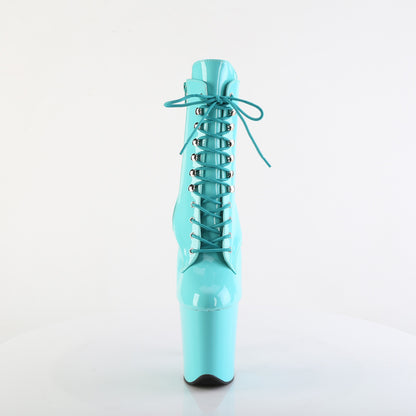 Pleaser FLAMINGO-1020 Aqua Lace-Up Platform Ankle Boots - 8 Inch Heels
