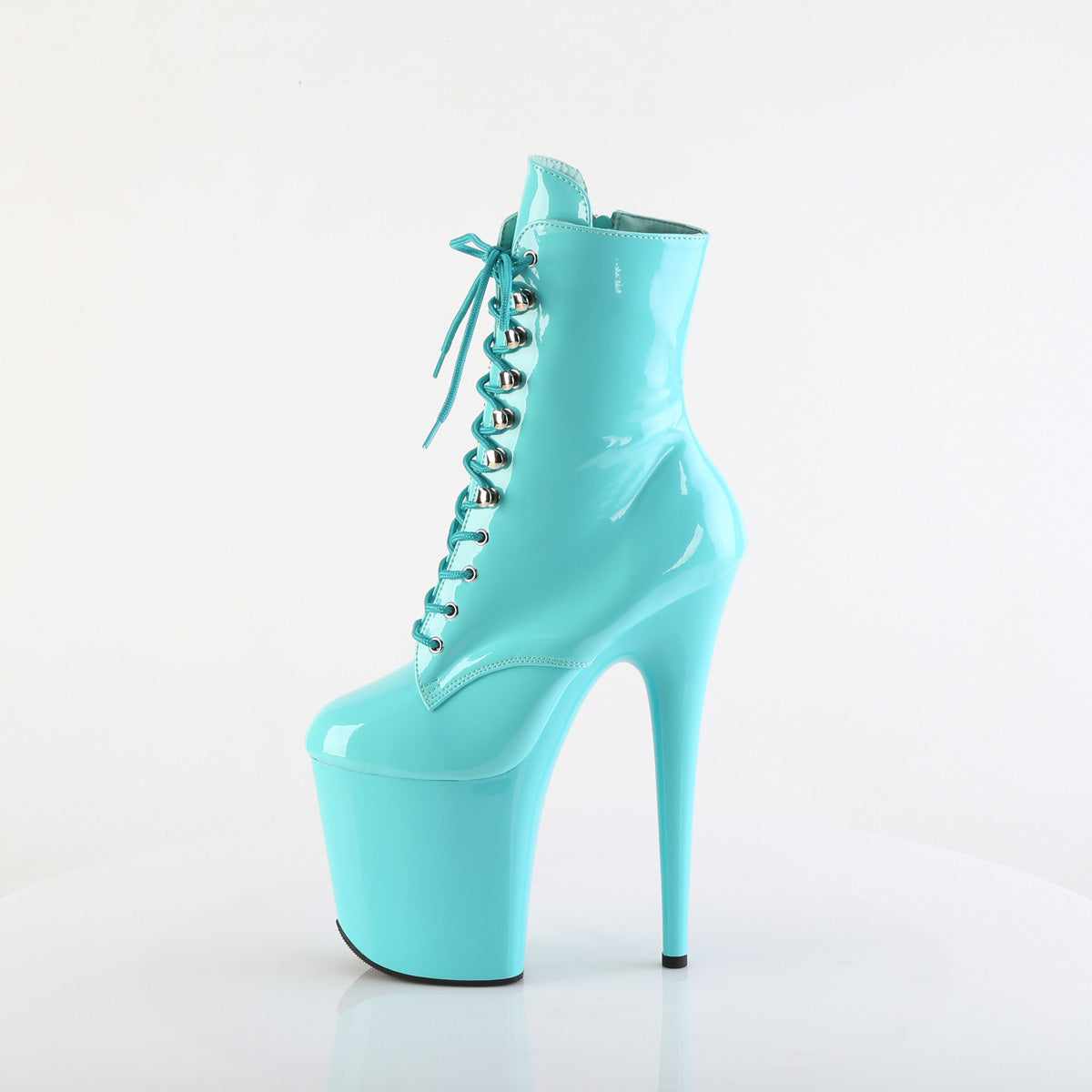 FLAMINGO-1020 Pleaser Aqua Patent 8 Inch Glamour Models Ankle Boots