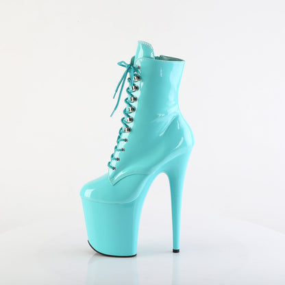 FLAMINGO-1020 Pleaser Aqua Patent 8 Inch Glamour Models Ankle Boots