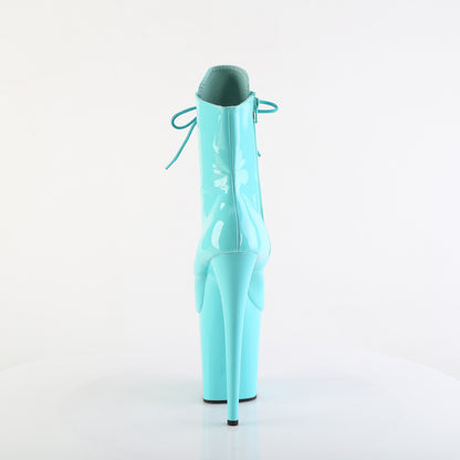 Pleaser FLAMINGO-1020 Aqua Lace-Up Platform Ankle Boots - 8 Inch Heels
