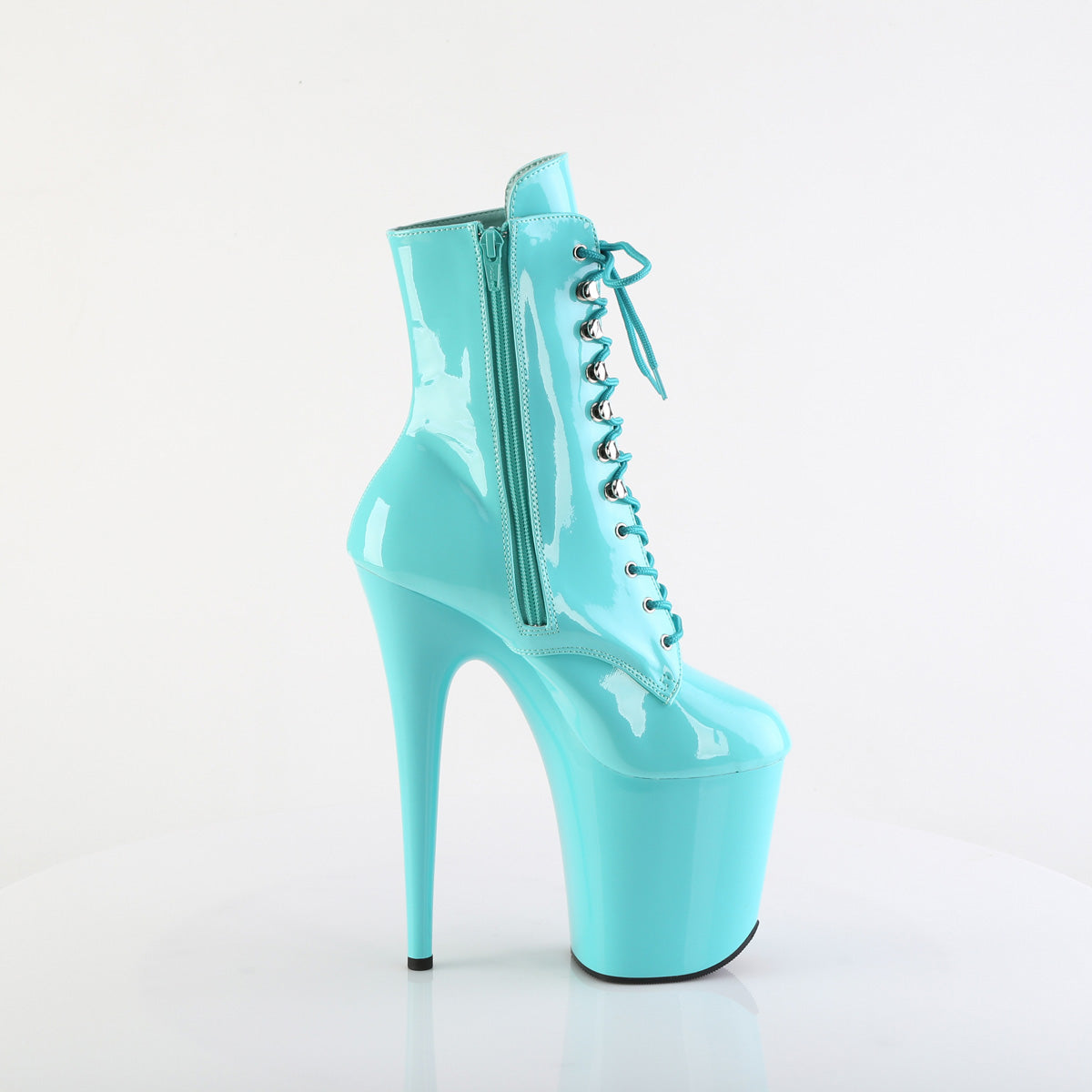 FLAMINGO-1020 Pleaser Aqua Patent 8 Inch Glamour Models Ankle Boots