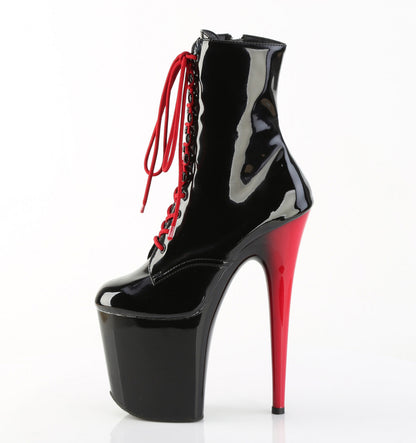 FLAMINGO-1020 Pleaser Black Red 8 Inch Statement High Ankle Boots