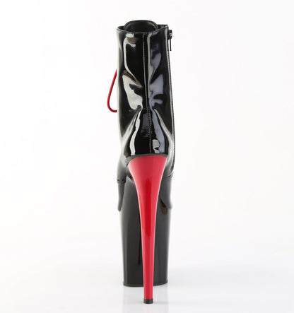 FLAMINGO-1020 Pleaser Black Red 8 Inch Statement High Ankle Boots