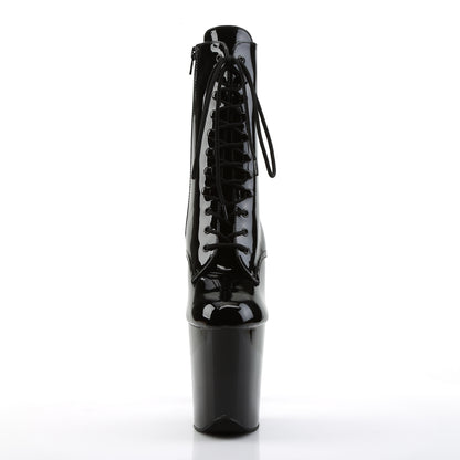 Pleaser FLAMINGO-1020 Black Lace-Up Platform Ankle Boots - 8 Inch Heels