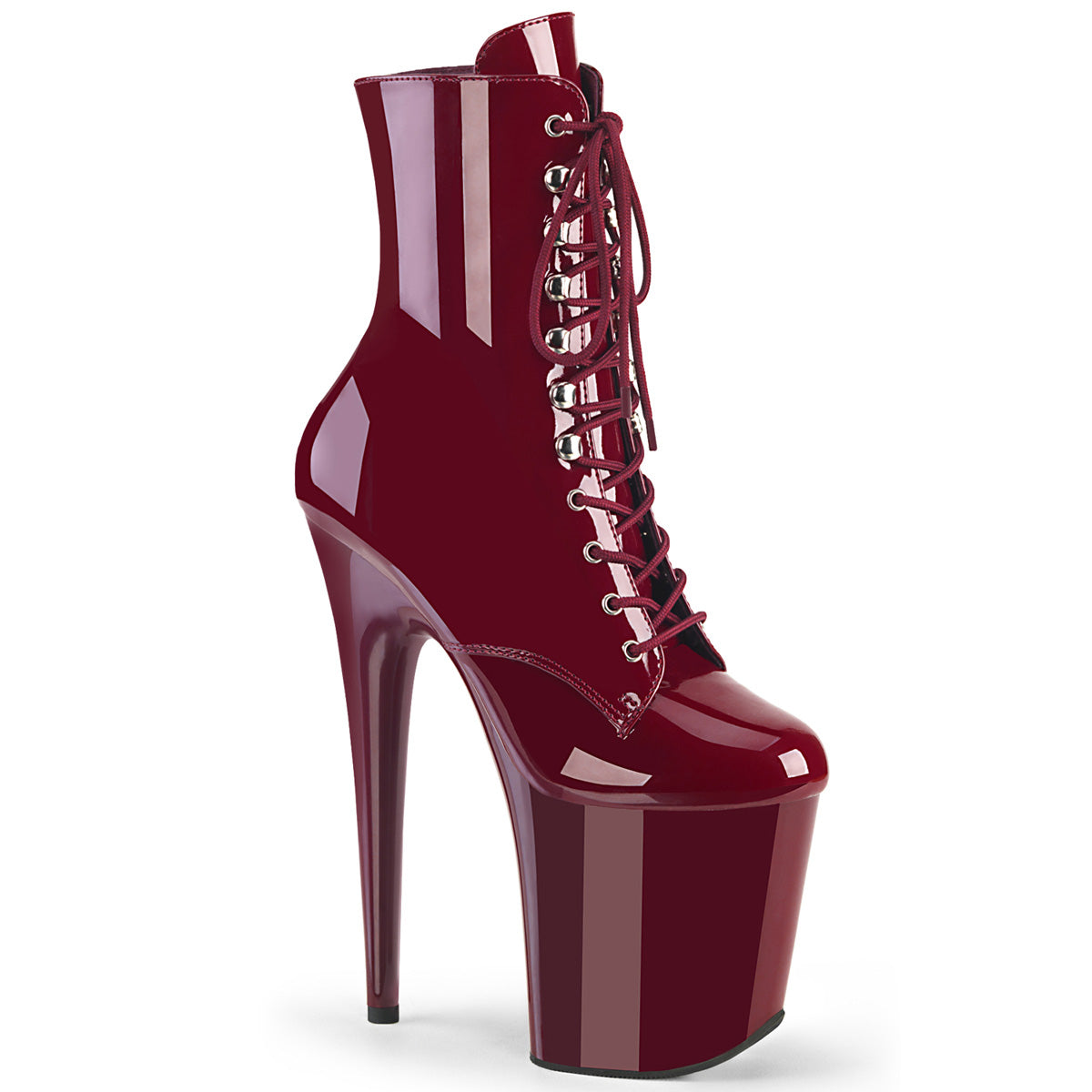 FLAMINGO-1020 Pleaser Burgundy 8 Inch Platform Ankle Boots Burgundy Pat Burgundy