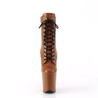 FLAMINGO-1020 Pleaser Caramel 8 Inch Pole Dance Ankle Boots