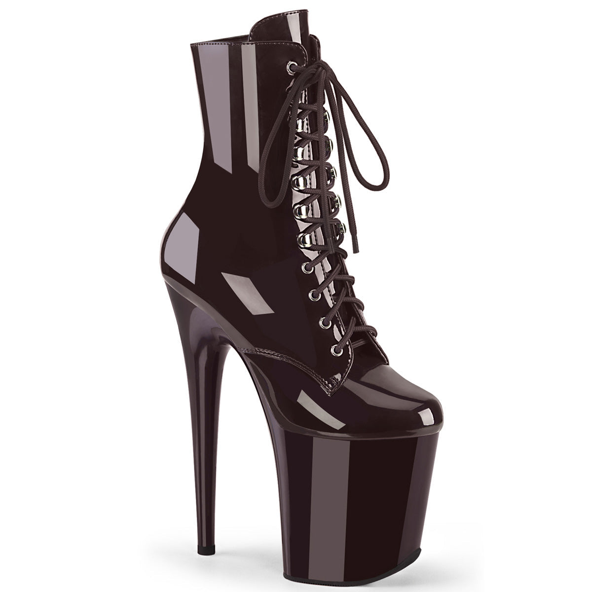 FLAMINGO-1020 Pleaser Coffee 8 Inch Exotic Dance Ankle Boots Coffee Pat Coffee