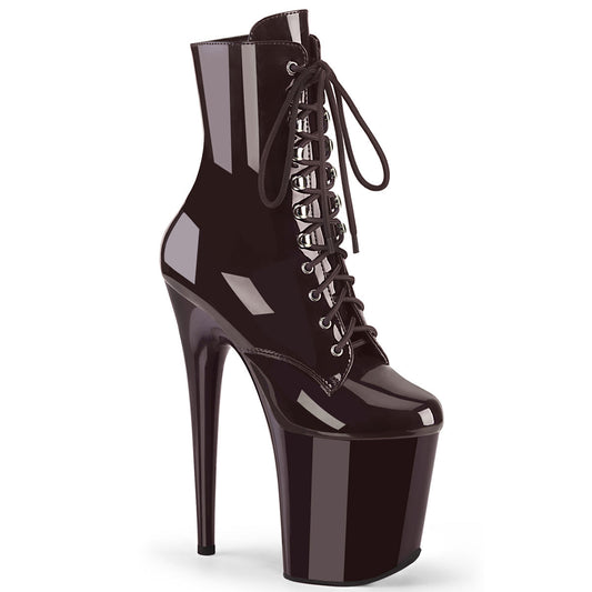 FLAMINGO-1020 Pleaser Coffee 8 Inch Exotic Dance Ankle Boots Coffee Pat Coffee