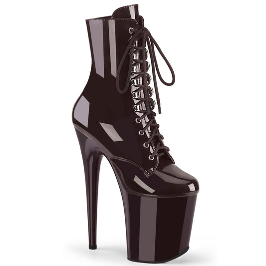Pleaser FLAMINGO-1020 Coffee Lace-Up Platform Ankle Boots - 8 Inch Heels