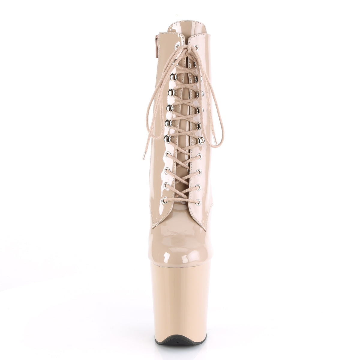 Pleaser FLAMINGO-1020 Nude Lace-Up Platform Ankle Boots - 8 Inch Heels