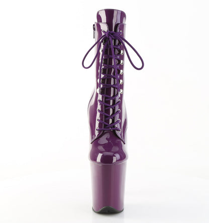 FLAMINGO-1020 Pleaser Purple 8 Inch Pole Heels Ankle Boots