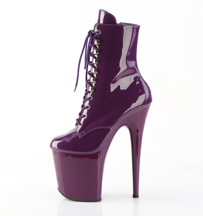 FLAMINGO-1020 Pleaser Purple 8 Inch Pole Heels Ankle Boots