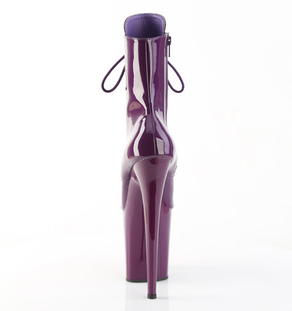 Pleaser FLAMINGO-1020 Purple Lace-Up Platform Ankle Boots - 8 Inch Heels