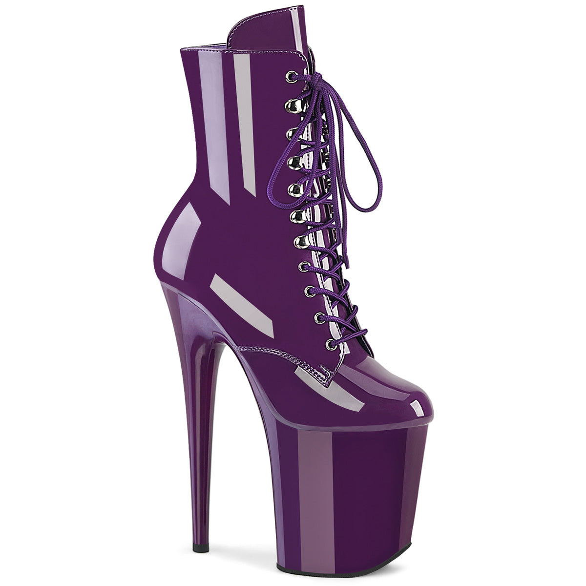 FLAMINGO-1020 Pleaser Purple 8 Inch Pole Heels Ankle Boots