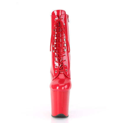Pleaser FLAMINGO-1020 Red Lace-Up Platform Ankle Boots - 8 Inch Heels
