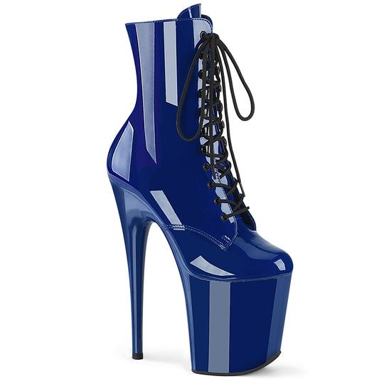 FLAMINGO-1020 Pleaser Royal Blue 8 Inch Exotic Dancer Ankle Boots Royal Blue Pat Royal Blue