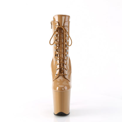 Pleaser FLAMINGO-1020 Toffee Lace-Up Platform Ankle Boots - 8 Inch Heels