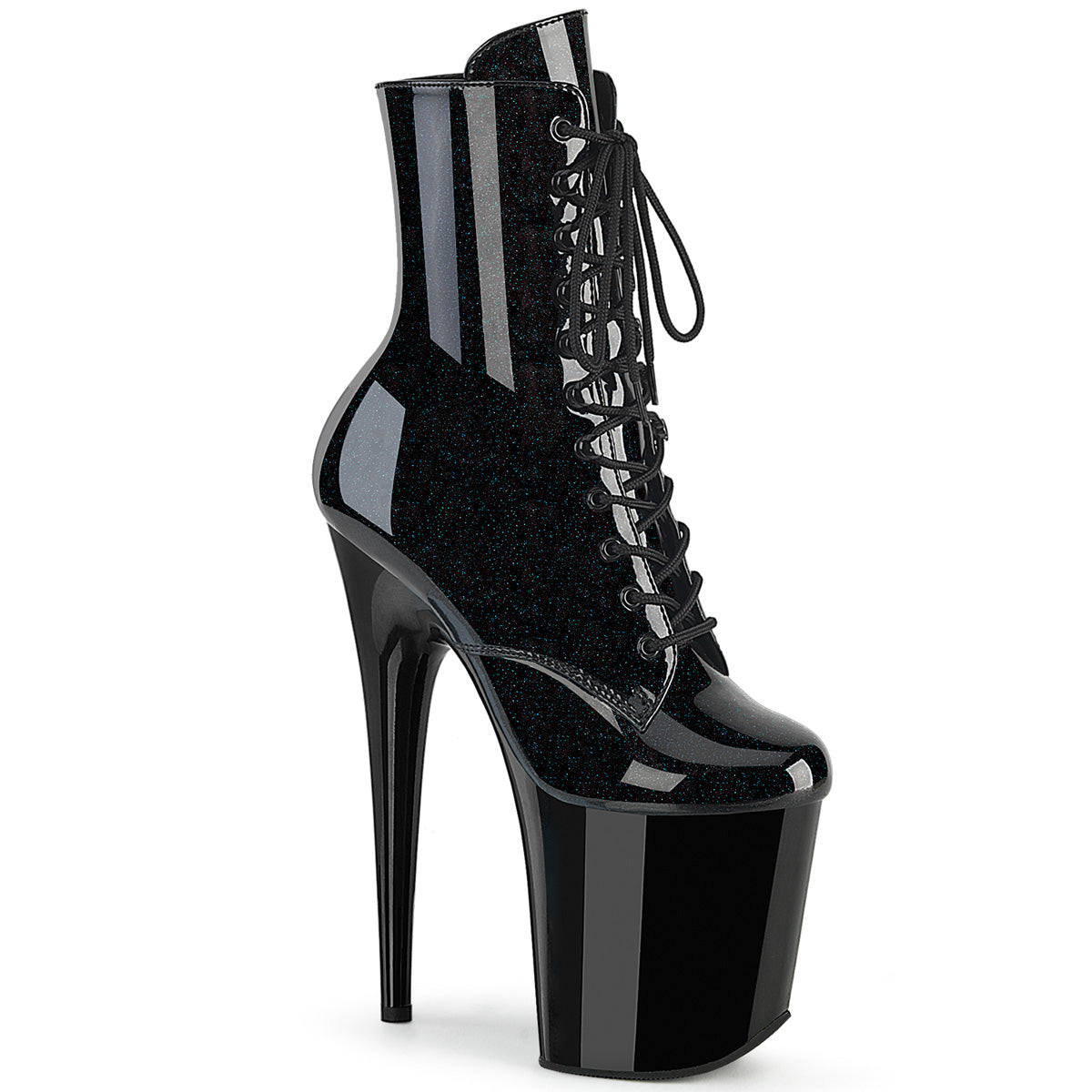 FLAMINGO-1020BLG Pleaser Black 8 Inch Pole Dance Ankle Boots